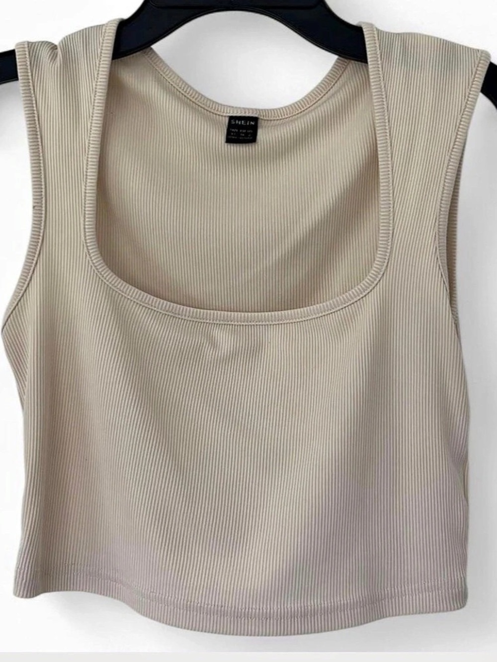 SHEIN Ribbed Square Neck Crop Top XS